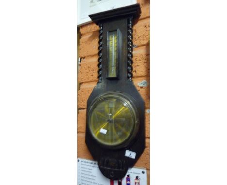 A 20th Century Oak Framed Barometer & Thermometer.
