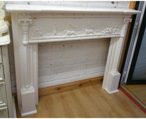 A White-Painted Neo-Classical Fire Surround, with moulded frieze.
