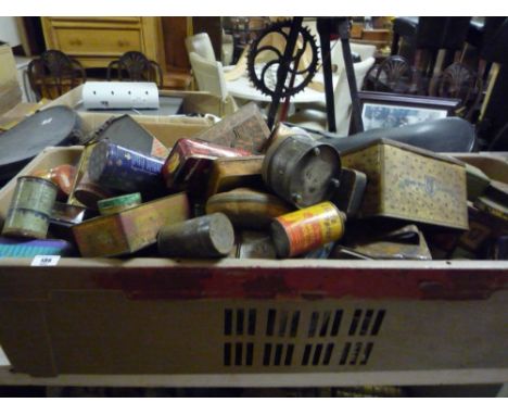 A Crate of Vintage Advertising Tins, (crate not included).