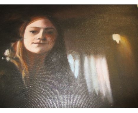 Oil on Canvas Portrait of a Young girl inscribed verso 'Gemma Hayes', 50 x 70cm approx.