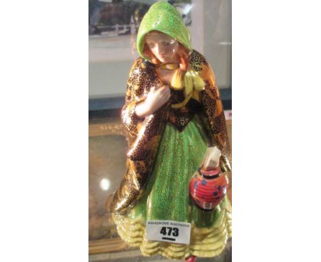 A Tuscan China Figure, 'The Lady of the Lamp', potted by Plant.