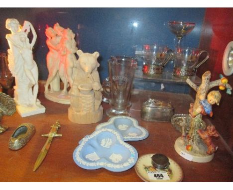 A Collection of Decorative Trinkets including ring trees, Goebel limited edition plate, Ronson lighter and another, a Group o