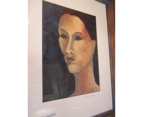A Portrait Print of a Woman, signed & dated '91.
