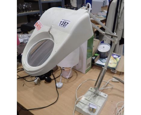 Angle poise type magnifier lamp. Not available for in-house P&amp;P, contact Paul O'Hea at Mailboxes on 01925 659133 