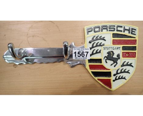 Aluminium Porsche key rack.  P&amp;P Group 2 (£18+VAT for the first lot and £3+VAT for subsequent lots) 