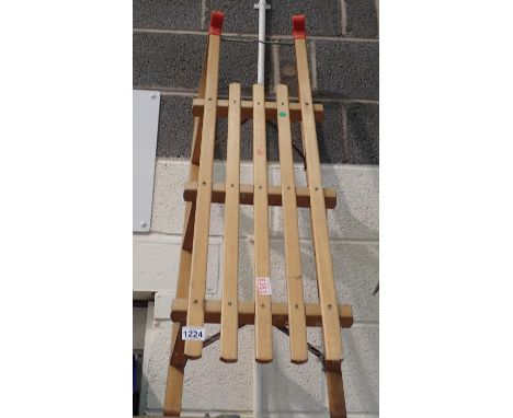 Vintage style beech sled with metal runners, L: 113 cm. Not available for in-house P&amp;P, contact Paul O'Hea at Mailboxes o