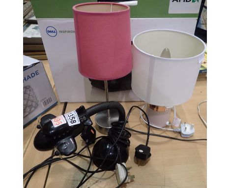Three table lamps including an Aeroplane desk lamp. Not available for in-house P&amp;P, contact Paul O'Hea at Mailboxes on 01