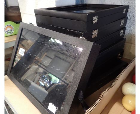Seven black jewellery display trays. P&amp;P Group 2 (£18+VAT for the first lot and £3+VAT for subsequent lots) 