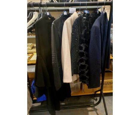 Five ladies jackets, various styles to include leather, handmade etc, all size M and a gents blazer size 44" chest. P&amp;P G