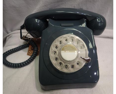Grey 1960-1970s style Rotary telephone, compatible with modern telephonebanking and any standard analogue landline, boxed. P&