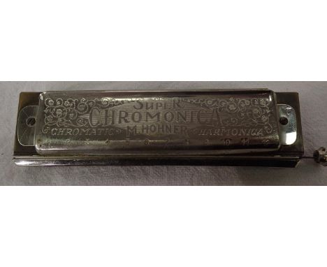 Vintage Hohner Super Chromonica harmonica, H: 15 cm. P&amp;P Group 1 (£14+VAT for the first lot and £1+VAT for subsequent lot