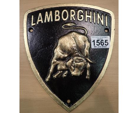 Cast iron Lamborghini plaque, 24 x 26 cm. P&amp;P Group 2 (£18+VAT for the first lot and £3+VAT for subsequent lots) 