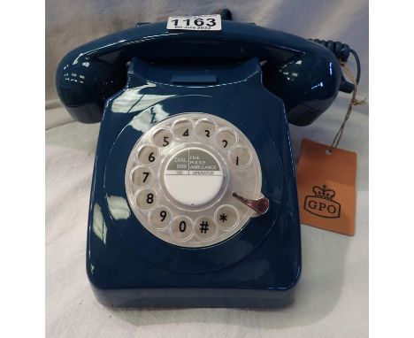 Petrol/Azure blue 1960-1970s style Rotary telephone, compatible with modern telephone banking and any standard analogue landl
