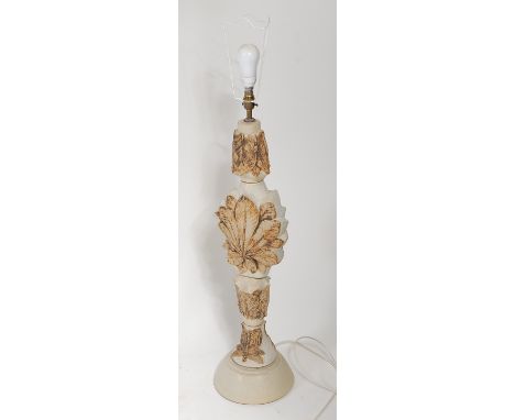 Bernard Rooke (b.1938) - A sectional stoneware standard lamp, of typical butterfly and floral form, with monogram and origina