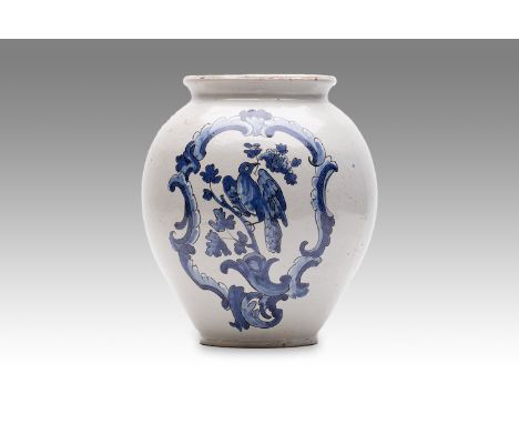 18th century | height: 22 cm | region: Delft | country: Holland | provenance: private pharmacy museum | Albarello faience pot