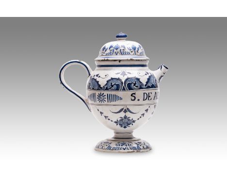 18th century | height: 37 cm | region: Delft | country: Holland | provenance: private pharmacy museum | Albarello faience pot