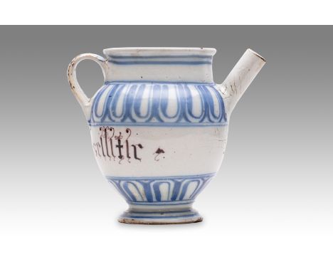 18th century | height: 19 cm | region: Liguria | country: Italy | provenance: private pharmacy museum | Albarello faience pot