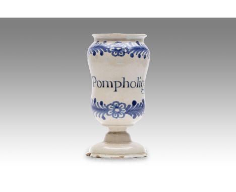 19th century | height: 22 cm | region: Delft | country: Holland | provenance: private pharmacy museum | Albarello faience pot