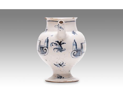 18th century | height: 19 cm | region: Liguria | country: Italy | provenance: private pharmacy museum | Albarello faience pot