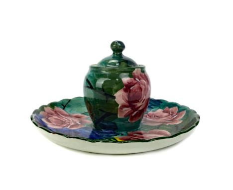 WEMYSS WARE 'JAZZY ROSE' PATTERN INKWELL, with floral decoration on a colourful ground, painted marks to underside, pattern 2