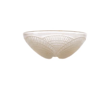 LALIQUE 'COQUILLES' PATTERN OPALESCENT GLASS BOWL, the circular bowl moulded with four shells, engraved 'R. Lalique France' s