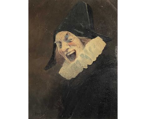 John Hassall (British, 1868-1948), portrait of a clown, bust-length wearing a ruff, signed and dated 1923 l.l., watercolour, 