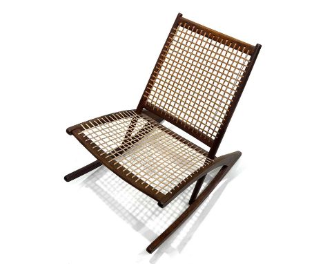 Frederik A. Kayser (Norwegian, 1924-1968), teak rocking chair, Model No.599 (1959), cord seat, 75cm high 