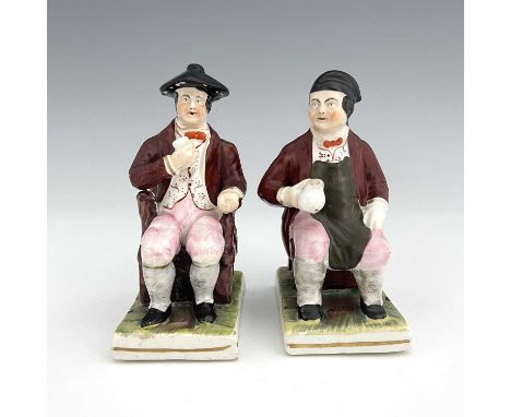 A pair of Staffordshire figures of Tam O'Shanter and Souter Johnnie, circa 1840, figures modelled after Robert Burns' Tam O'S