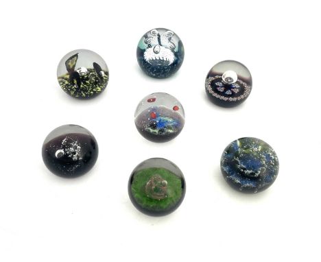 Caithness, seven limited edition paperweights, including elements and planets, Air, Water, Air Pressure, Earth, Uranus, Tropi