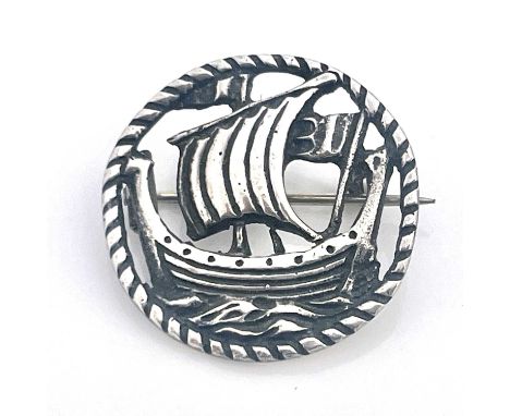 Alexander Ritchie, a Scottish Arts and Crafts Iona silver brooch, Iona Celtic Art, circa 1930, cast and reticulated as galleo