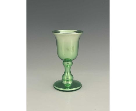 James Powell and Sons for Hale Thomson, a silvered glass goblet, circa 1850s, green lustre internal decoration, the bell shap