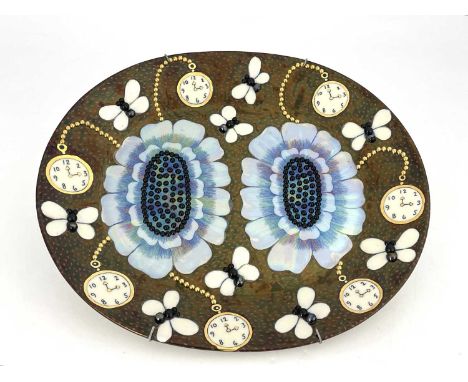 Birger Kaipiainen (Finnish, 1915-1988), Dish Duetto, oval ceramic dish, Arabia Art, Finland, 1983, facsimile signature, No.12