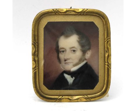 Edward Robertson (British, 1809), a portrait miniature painted to depict a gentleman, on ivory, 3.5 by 2.9 cm, gilt metal fra