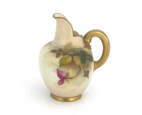 A Royal Worcester rose painted flat back jug,