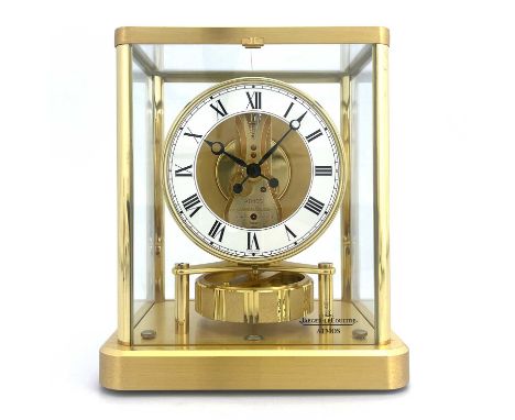 Jaeger Le Coultre, a gilt brass Atmos clock, Cal 540, thirteen jewel Swiss movement, Serial No.604827, in a cuboid case with 