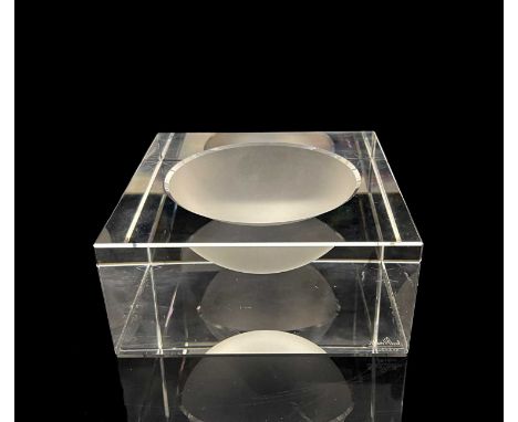 Rosenthal, a Studio Line Blockglas glass bowl, designed circa 2006, solid cuboid form with concave hemispherical frosted dish