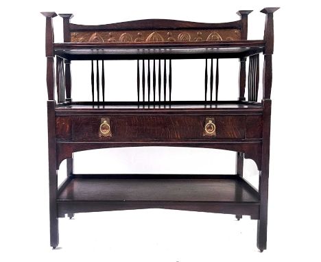 Attributed to Shapland &amp; Petter, Barnstaple, and Arts and Crafts oak buffet, circa 1905, raised serpentine back with inse