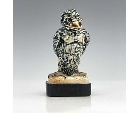 Robert Wallace Martin for Martin Brothers, a miniature stoneware Barrister bird sculpture, 1913, modelled in a characterful p