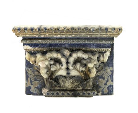 Robert Wallace Martin for Martin Brothers, a relief moulded stoneware architectural capital, 1876, modelled in high relief wi