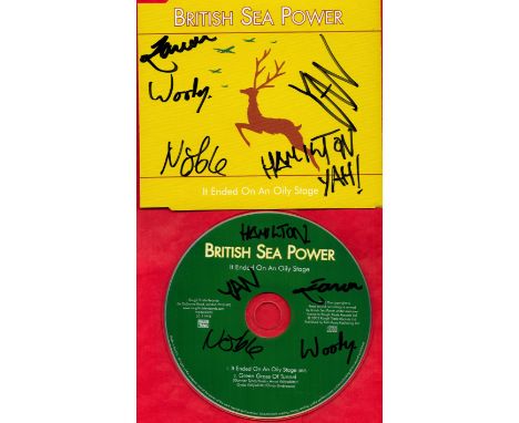 Multi Signed British Sea Power Band CD Sleeve and CD Set within original case. Personally Signed by Members of the British Se
