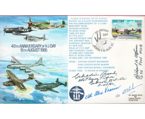 40th Anniv VJ Day Signed Alex Vraciu, US fighter Ace Rear Admiral R H O Kane Major General C R Bond USAF 15 Aug 85 Jersey 40t