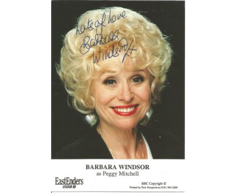 Barbara Windsor signed 6x4 colour Eastenders promo photo. (6 August 1937 - 10 December 2020) was an English actress, known fo