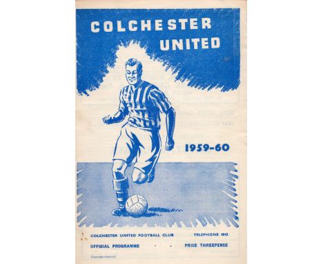 Football Colchester United v Bury vintage programme 1959-60 season. Good condition. All autographs come with a Certificate of