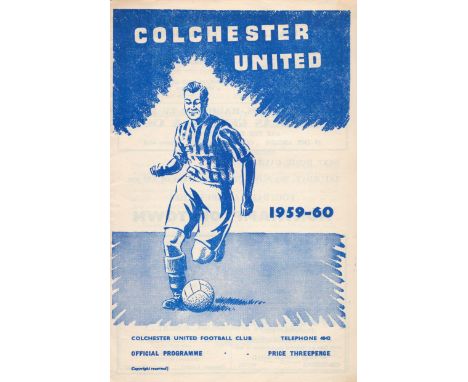Football Colchester United v Swindon vintage programme Football League 1959-60 season. Good condition. All autographs come wi