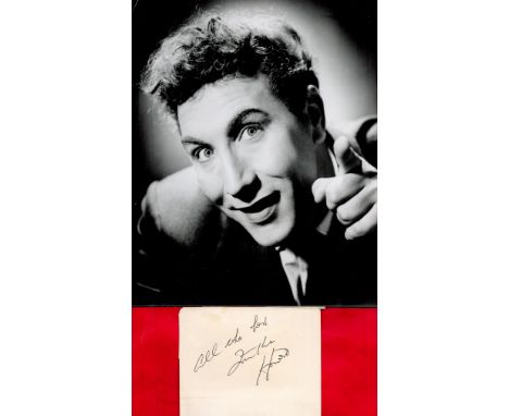 Frankie Howerd signed 5x4 album page and a 10x8 vintage photo. Francis Alick Howard OBE (6 March 1917 - 19 April 1992),better