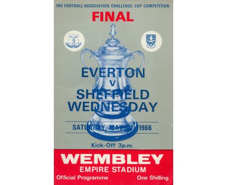 Football Everton v Sheffield Wednesday vintage programme 1966 FA Cup Final Wembley Empire Stadium. Good condition. All autogr