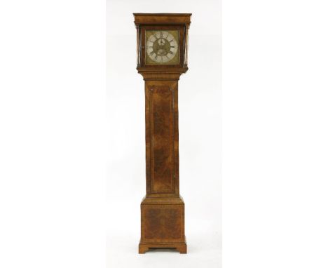 A walnut inlaid longcase clock, with a square brass dial with silvered chapter ring, inscribed 'Ann Pigott, Nottingham', with