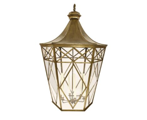 A massive modern hexagonal hall lantern, with six internal lights, 140cm diameter200cm high
