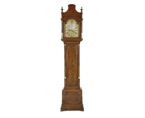 A George III mahogany eight-day longcase clock,by Henry Bidole, London, the arched brass dial with a strike/silent dial over 