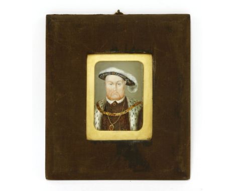 19th century follower of Hans HolbeinPORTRAIT OF HENRY VIIIMiniature on ivory11 x 7cm